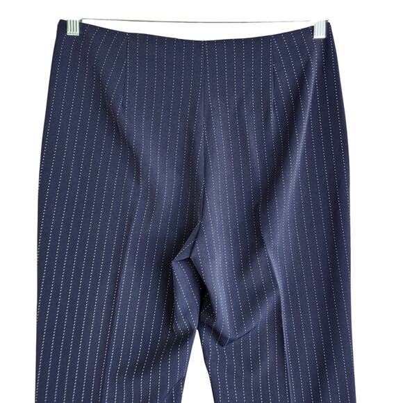 Calvin Klein Womens Pinstripe Wide Leg Dress Pants Side Zip Size 8 Navy White - Picture 6 of 14